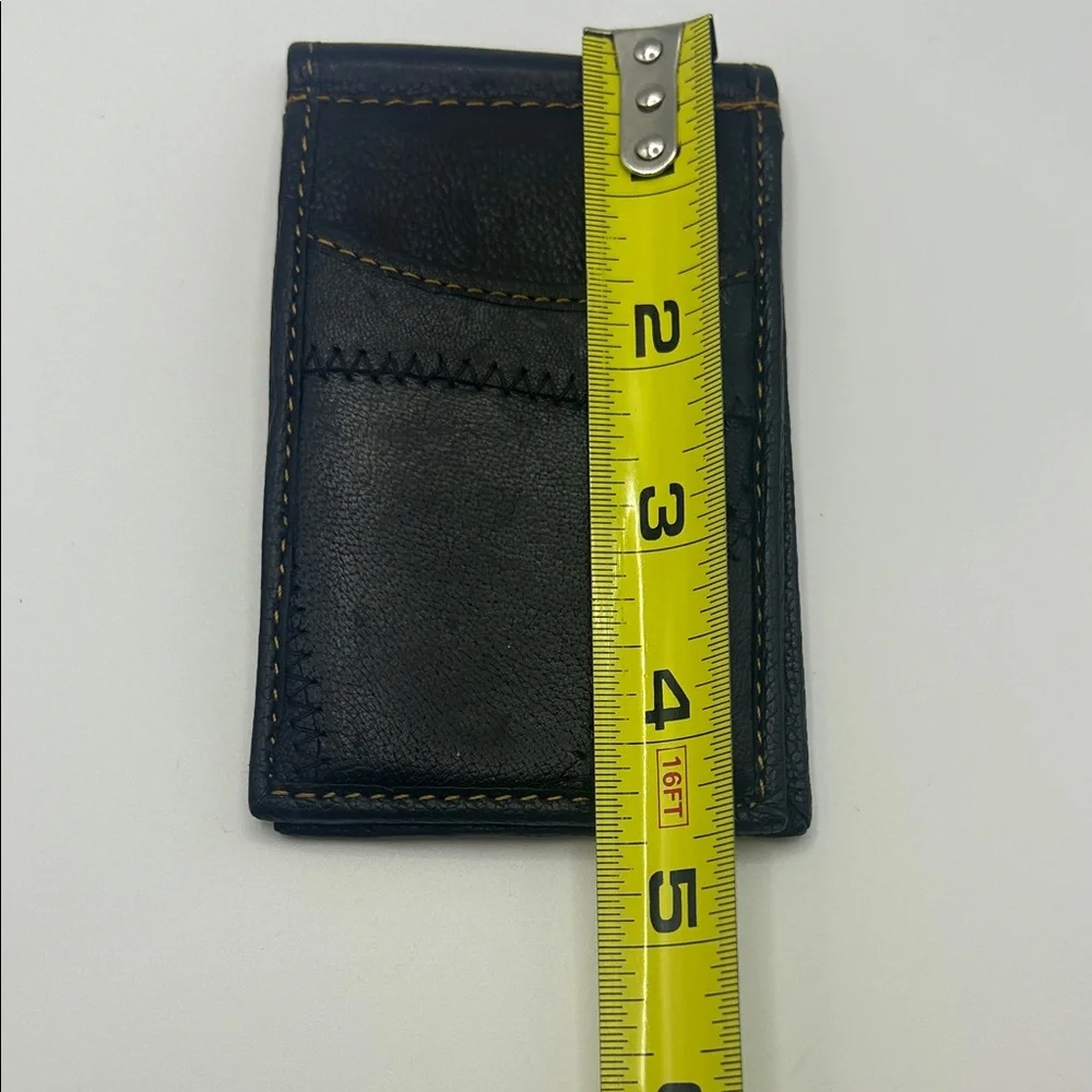 Black Leather Money Wallet - Minimalist Men's Accessory
